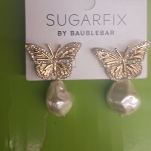 SUGARFIX by BAUBLEBAR Crystal Wings Butterfly & Pearl Drop Earrings.  Beautiful